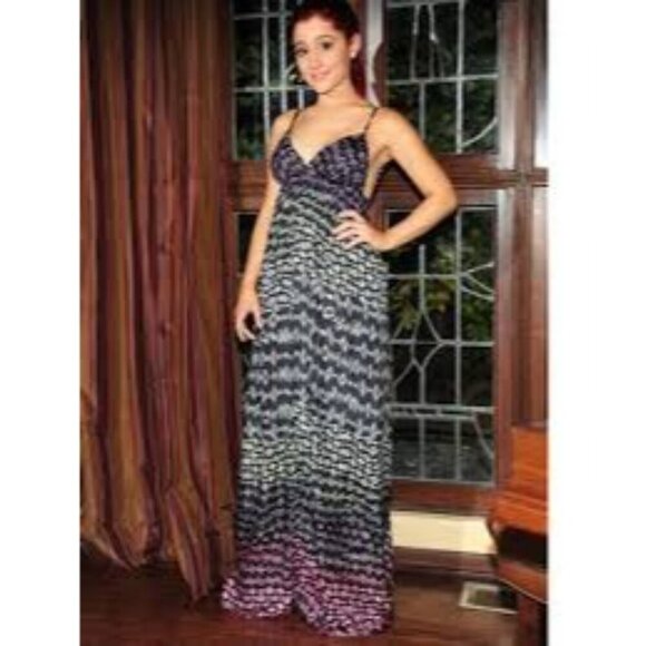 Vintage Y2k Gypsy 05 100% Silk Black Green Tribal Print Maxi Sun Dress Size S - Picture 3 of 12